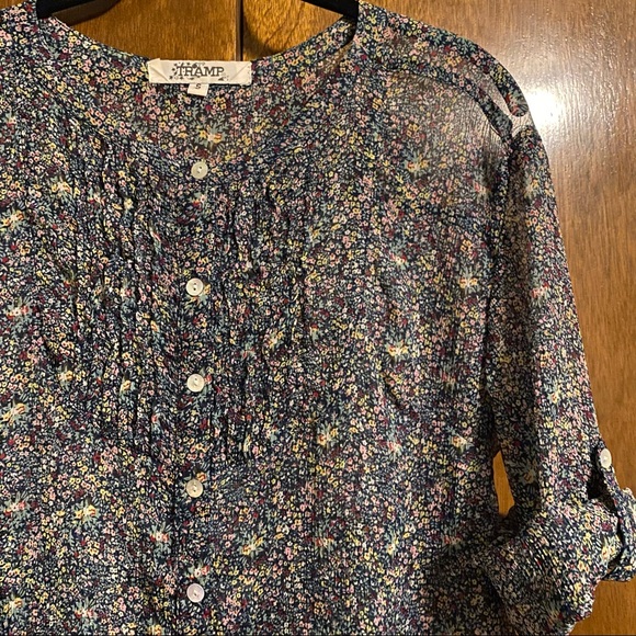 Tramp Floral Button Up Sheer Blouse - Picture 2 of 3